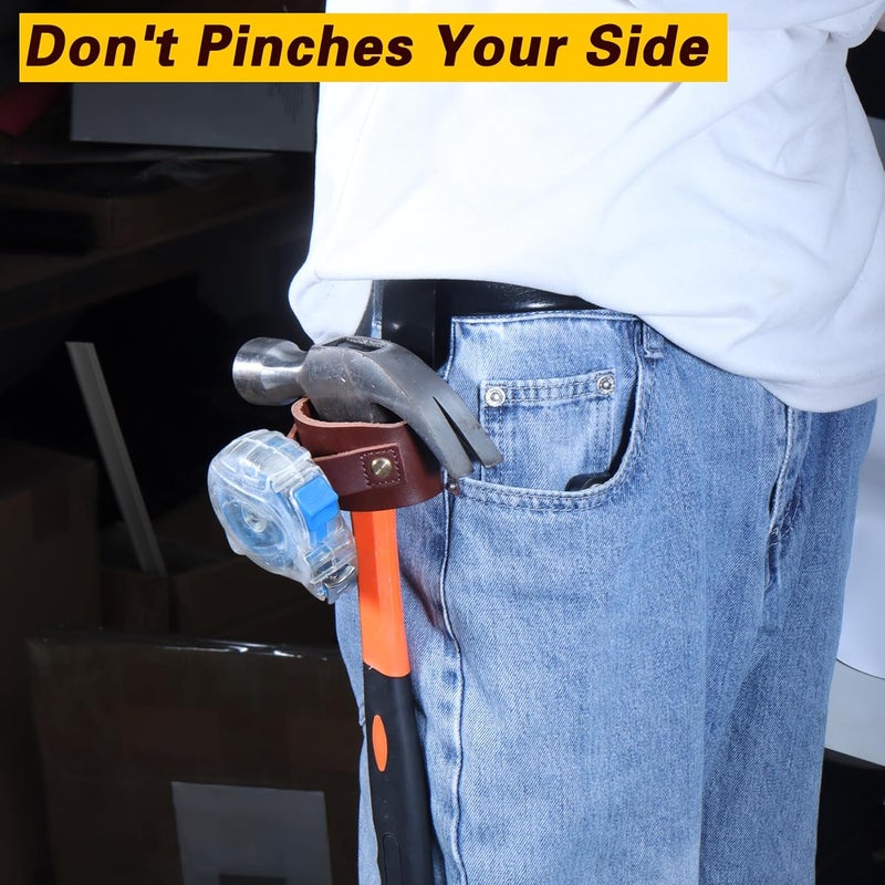 compuda Hammer Holder,Hammer Holder for Belt,Hammer Loop,Hammer Holster,Clip-On Tool Belt Holster Holds Hammers,Hatchet, or Mallet, Leather Hammer Holdert - Image 2